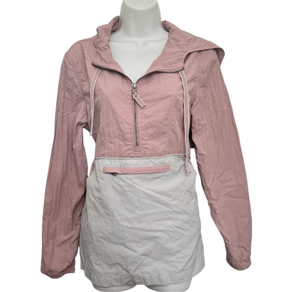 Zine Clothing Jackets & Blazers - Zine Women's Pink and White Windbreaker Jacket Size Large